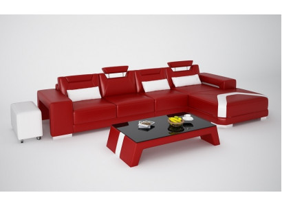 Designer Sofa Canapé Ecksofa mat Fousshocker Polster Garnitur Wunnlandschaft L Form